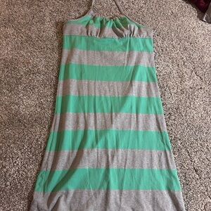 Y2K Tommy Hilfiger Green and Gray Striped Halter Dress